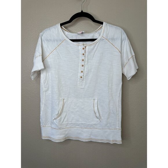 One Step Up Womens White‎ Blouse 2X short sleeve round neck button up cotton - Picture 2 of 7